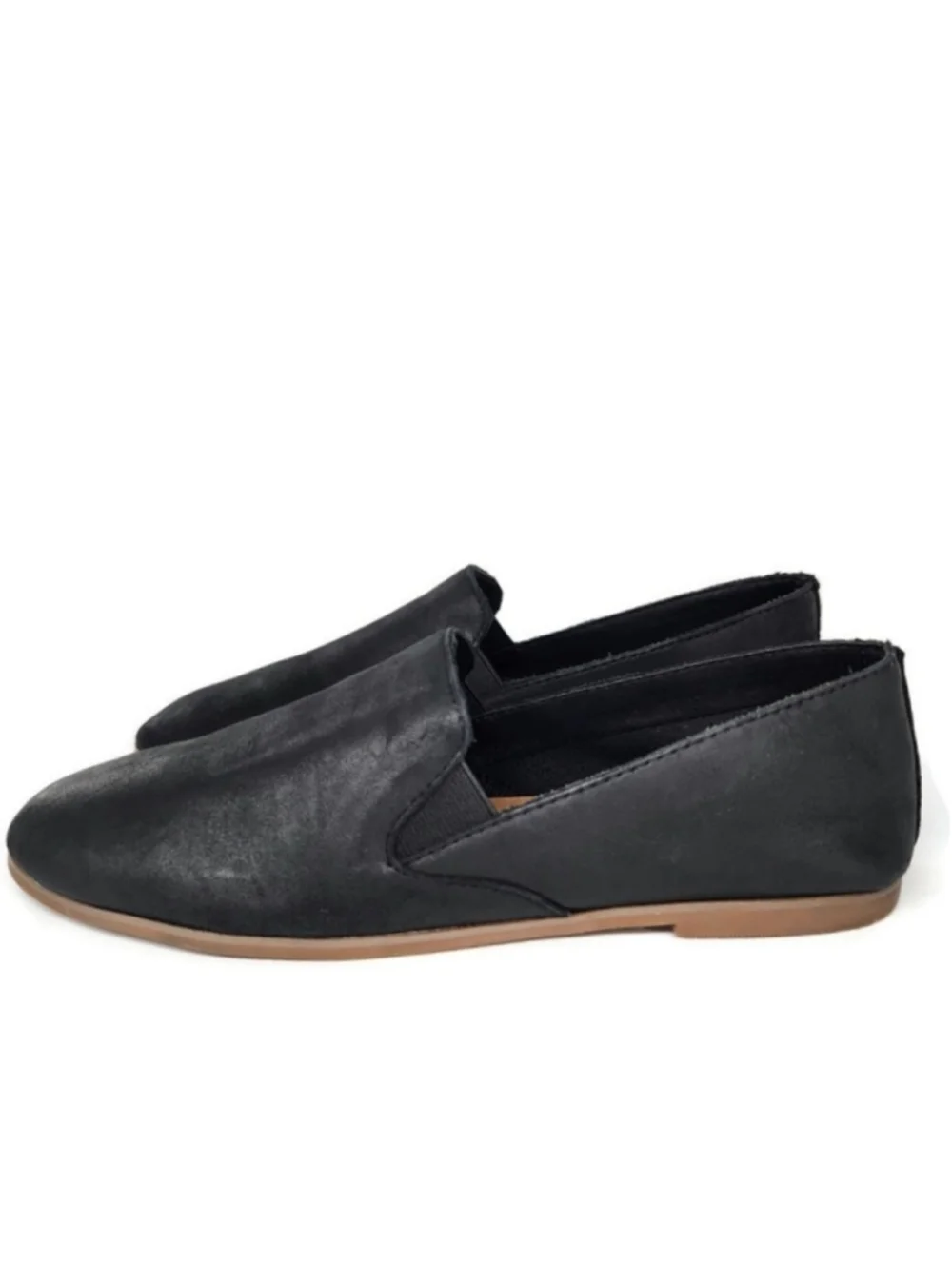 Lucky Brand Charsa 2 Soft Black Nubuck Leather Slip-On Loafer Flats